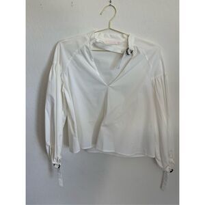 ZARA White Puff Sleeve Blouse Size Medium